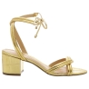 Block Heel Gold Lace Up Sandals