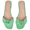 Glitter Knot Green Flat Sandals