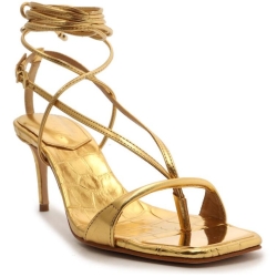 Vikki Gold Mid Heel Sandals